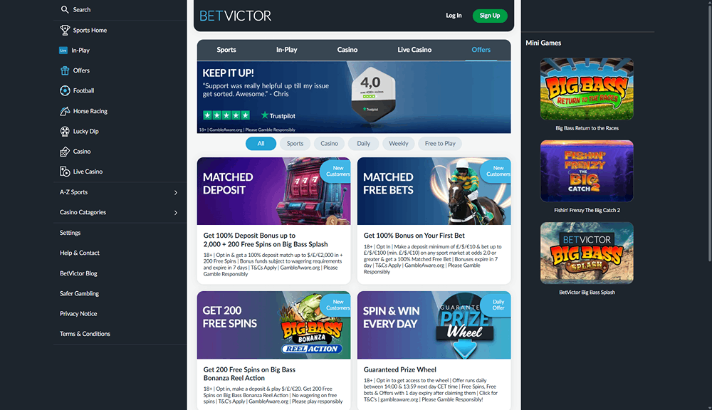 بونوس های سایت BetVictor