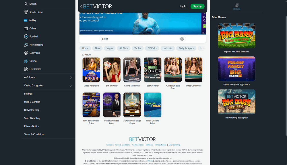 پوکر در betvictor